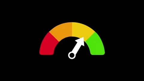 Speedometer gauge animation moving from red to green for performance and pr.. Vídeos de archivo 334701074