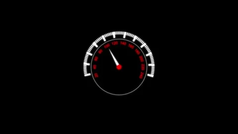 Speedometer gauge animation with red needle. Speedometer gauge performance .. Stock Footage 337135048