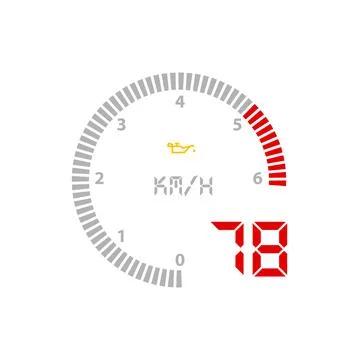 Speedometer gauge, car speed scale dial dashboard Stock Illustration