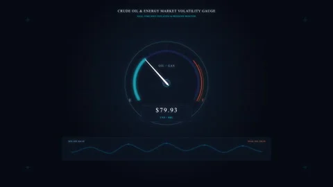 Speedometer gauge dashboard animation with dark neon UI elements Stock Footage 346876787