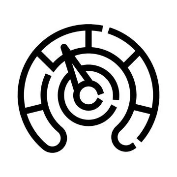 Speedometer gauge icon indicating fast performance level Stock Illustration