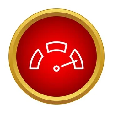 Speedometer gauge icon indicating high performance on red background Stock Illustration