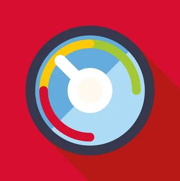 Speedometer gauge icon indicating performance level Stock Illustration