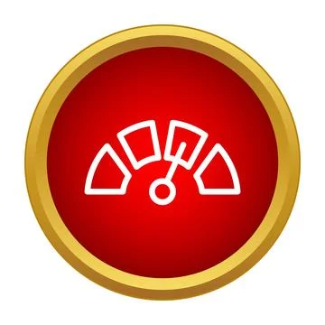 Speedometer gauge icon indicating performance level fast Stock Illustration