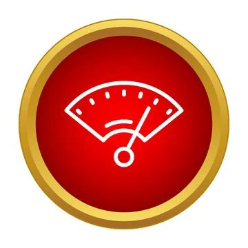 Speedometer gauge icon with needle indicating a level Stock Illustration