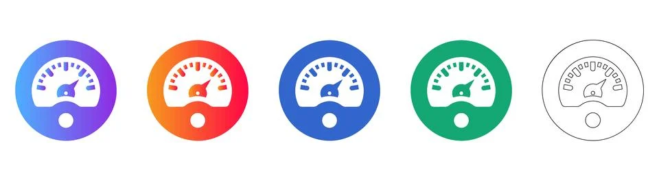 Speedometer Gauge Icon Set Ilustración de archivo