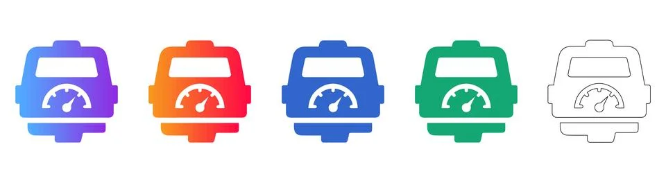 Speedometer Gauge Icon Set for Performance UI 스톡 일러스트