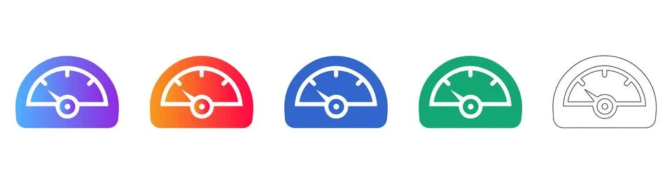 Speedometer Gauge Icon Set for Performance Stock Illustration