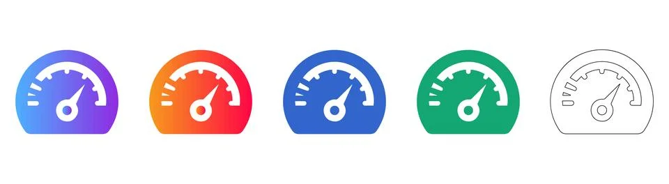 Speedometer Gauge Icon Set for Performance Stock Illustration