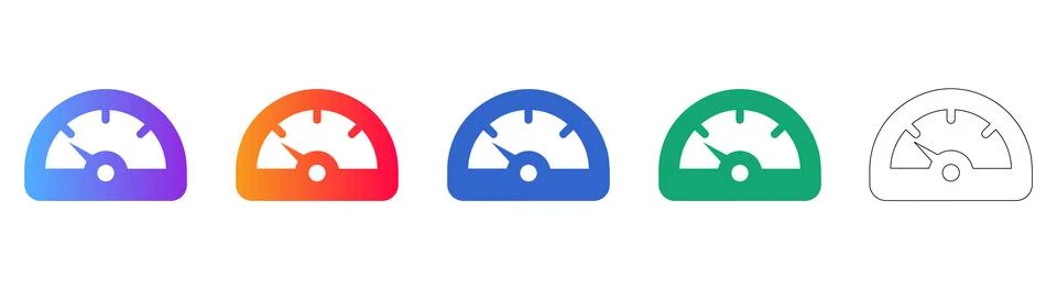 Speedometer Gauge Interface Icon Set Stock Illustration