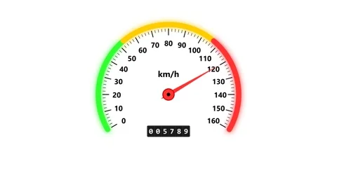 Speedometer Gauge With Km/h and Odometer on White Background Stock Footage 342320627