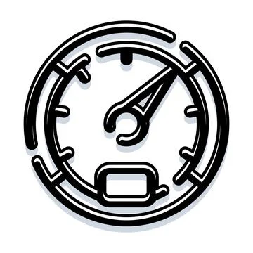Speedometer gauge measuring performance and acceleration icon Stock Illustration
