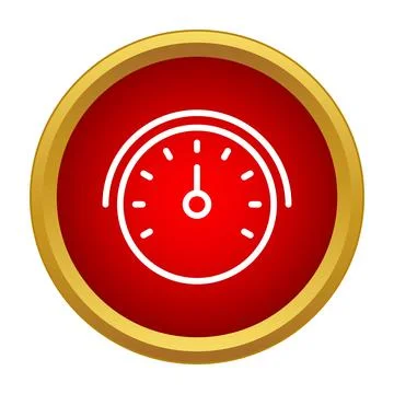 Speedometer gauge measuring performance in flat style round icon Stock Illustration