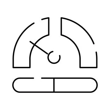 Speedometer gauge measuring performance level line art Illustrazione stock