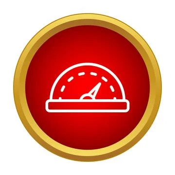 Speedometer gauge measuring performance in red circle icon Stock Illustration
