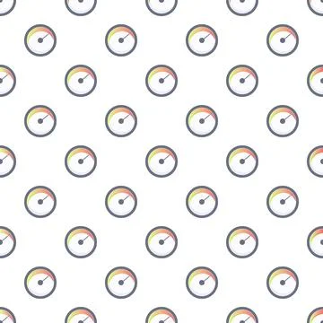 Speedometer gauge measuring performance on white seamless pattern Stockillustratie