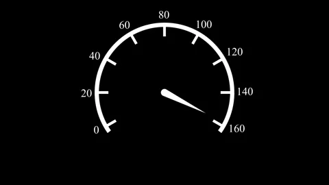 Speedometer gauge with numbers and pointer animation, Minimal speed gauge w.. Video stock 337080664
