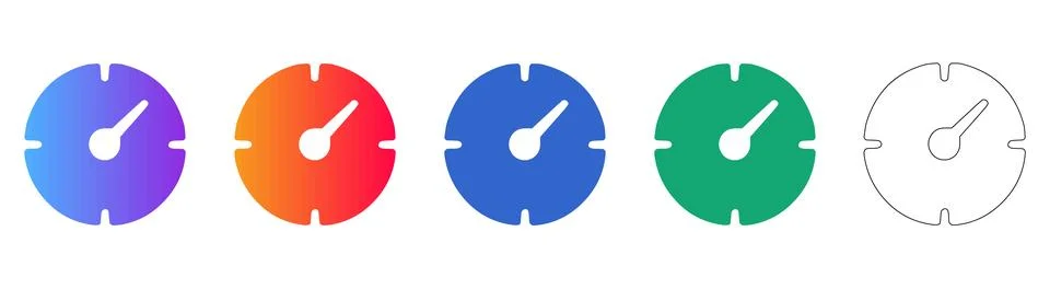 Speedometer gauge performance icon set 스톡 일러스트