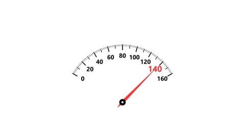 Speedometer Gauge With Red Needle At Zero On White Background Stock Footage 342320631