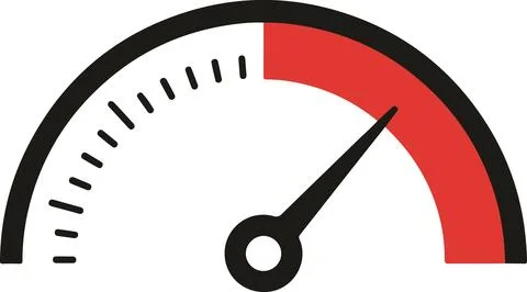 Speedometer gauge with red zone, minimalist dashboard vector illustration Stock Illustration