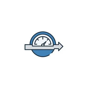 Speedometer gauge with right arrow icon for performance measurement Stock Illustration