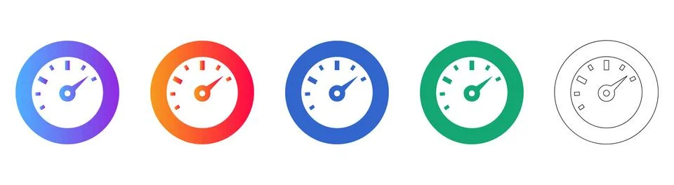 Speedometer Gauge Set Flat Design Icons Stock Illustration