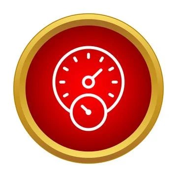 Speedometer gauge showing performance measurement in red button イラスト素材