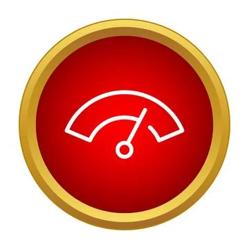 Speedometer gauge showing velocity performance on red button 스톡 일러스트