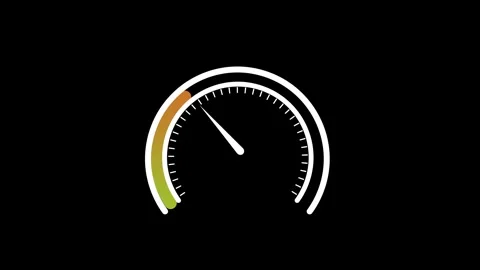 Speedometer gauge tracks performance with a white needle. This speedometer .. Stock Footage 337620640