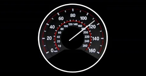 Speedometer going to max speed and limiting at 160mph - vibrating version. Stock Footage 78684867