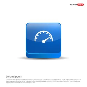 Speedometer icon - 3d Blue Button Ilustração Stock