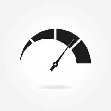 Speedometer icon with arrow. Meter and gauge element. Vector illustration. Stock Illustration