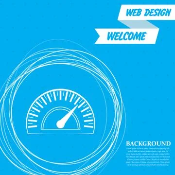 Speedometer icon on a blue background with abstract circles around and place  Stock Illustration