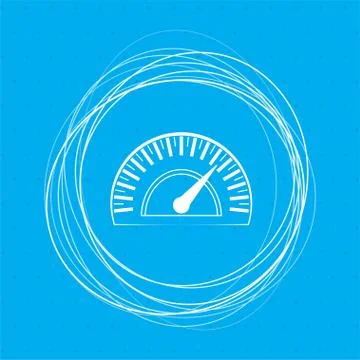 Speedometer icon on a blue background with abstract circles around and place  Stock Illustration