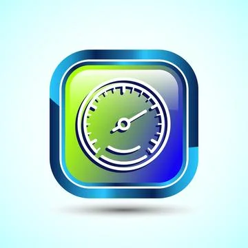 Speedometer Icon design illustration, Speed indicator sign symbol, Glossy s.. Stock Illustration