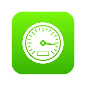 Speedometer icon digital green Stock Illustration