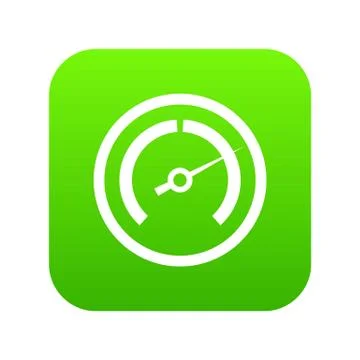 Speedometer icon digital green Stock Illustration
