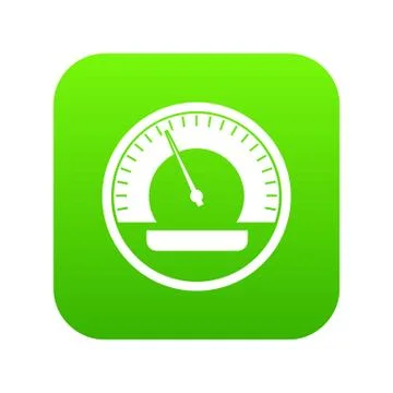 Speedometer icon digital green Stock Illustration