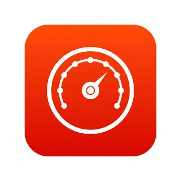 Speedometer icon digital red Stock Illustration