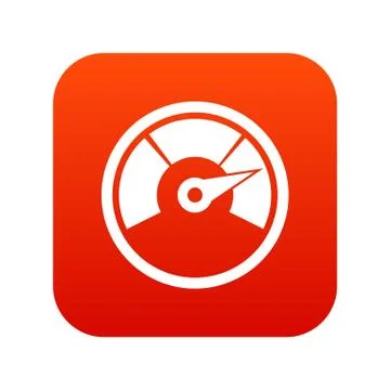 Speedometer icon digital red Stock Illustration