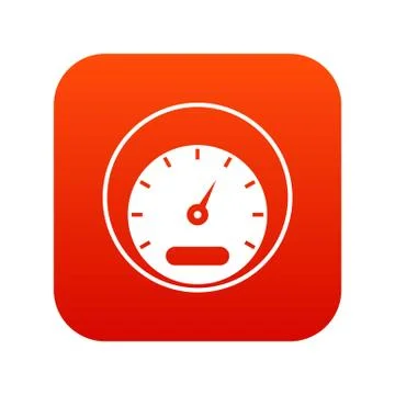 Speedometer icon digital red Stock Illustration