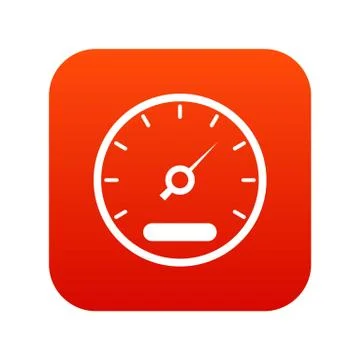 Speedometer icon digital red Stock Illustration