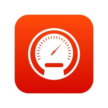 Speedometer icon digital red Stock Illustration