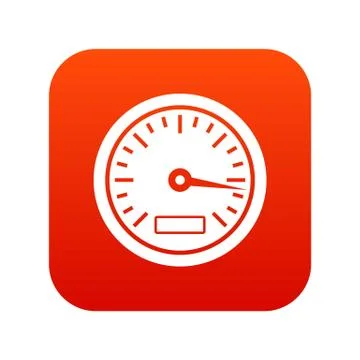 Speedometer icon digital red Stock Illustration