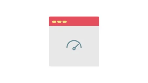 Speedometer icon displayed on a vibrant red and white background, symbolizi.. Stock Footage 333550614
