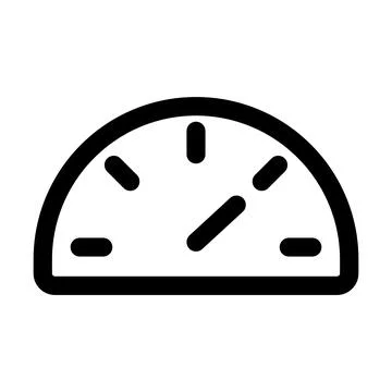 Speedometer icon line isolated on white background. Black flat thin icon on.. Illustrazione stock