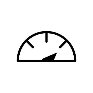 Speedometer icon line isolated on white background. Black flat thin icon on.. Stock Illustration