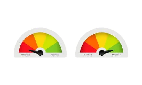 Speedometer icon. Min and max speed. Vector on isolated white background. EPS Stock Illustration