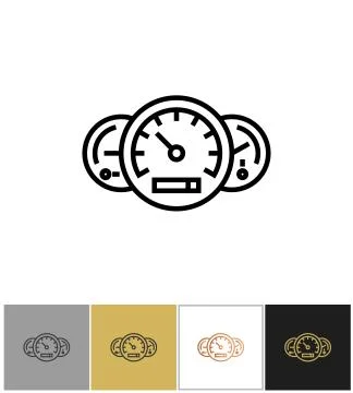 Speedometer icon, odometer and fuel full signs Illustrazione stock
