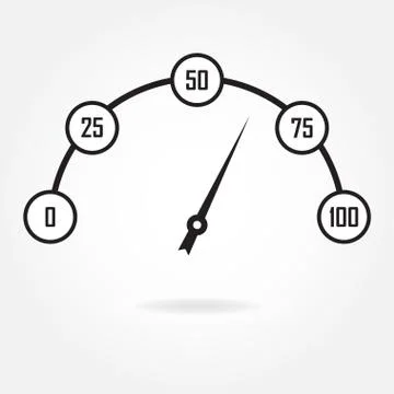 Speedometer icon or sign with arrow. Info graphic gauge element. Vector illustra Stock Illustration
